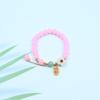 Pulsera de transferencia de flor de melocotón para niñas, cuentas redondas de cristal rosa flor de melocotón, exquisita pulsera de jade hetian de imitación, regalo de cumpleaños.