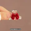 Pinza Pequeña para el Cabello con Lazo Flocado Rojo de Alta Gama para Mujer Clip de Princesa para Otoño/Invierno Clip Lateral Nuevo Clip para Flequillo