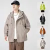 Jaqueta cortavento com capuz funcional casual estilo americano para uso externo, peça de vestuário estilo workwear para homens e mulheres, adequada para viagens, trilhas e acampamentos no outono