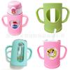Vaso de vidrio para niños al por mayor Vaso para leche funda hueca de silicona con escala doble asa funda protectora de silicona engrosada resistente a caídas