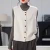 Novo Colete Tricotado de Gola Redonda, Textura Macia, Manga Curta Solto para Primavera e Outono para Mulheres