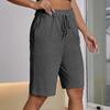 Bai Fen Zhi Yi Amazon Comercio Exterior Transfronterizo Suministro Shorts de Cinco Puntos Rectos de Color Sólido con Bolsillos para Mujer