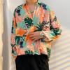 Camisa de Fada Masculina Primavera e Outono Camisa Divertida Estampada Masculina Manga Longa Estilo Hong Kong Solta Moda Casual Jaqueta Camisa