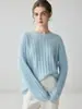 Nova coleção outono e inverno: suéter feminino de cashmere puro, gola redonda, camada interna quente, estilo solto e casual, peça básica versátil, suéter de malha