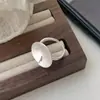 Anel Redondo Personalizado Fosco Escovado em Prata de Lei S925 para Mulheres Ins Simples e Versátil Anel Geométrico Liso Prateado em Forma de Gota