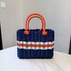 Bolso de Mano de Cesta de Verduras Tejida de Plástico Embalaje de Regalo Bolso de Mano Cesta de Regalo Cesta de Ratán Imitación para Mujer Cesta de Baño