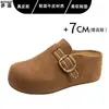 En stock~Zapatos de mujer estilo Birkenstock con plataforma gruesa de ~7 cm, que aumentan la altura, slip-on, mules sin tacón, medias pantuflas de punta cerrada
