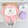 Traje de Primavera y Otoño para Niñas 2025 Nuevo Dibujos Animados Ropa para Bebés y Niños Moda Casual para Bebés Conjunto de Dos Piezas Tendencia