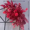 Adereços de casamento, flores artificiais, flores de seda, flores pendentes, suportes de fundo, flores de canto, telas geométricas de ferro forjado, flores para parede de fundo, flores de canto