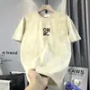 Camiseta de Manga Corta con Cuello Redondo y Estampado Tie-Dye con Letras para Hombre, Nueva de Primavera, Sencilla y Elegante, Top Versátil y de Moda Estilo Coreano para el Día a Día