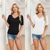 Comercio Exterior Transfronterizo Europeo y Americano Verano 2026 Venta Caliente Camiseta de Cuello V Moda Casual Holgada Manga Corta para Mujer Al por Mayor en Stock