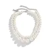 Gargantilla con perlas grandes exageradas, cadena de clavícula a juego, collar de cuentas multicapa para mujer, joyería transfronteriza europea y americana
