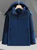Chaqueta con Capucha de Algodón Rellena de Plumas a Prueba de Agua, Nieve y Viento para Otoño e Invierno 2025 con Capucha Desmontable Chaqueta Cálida para Deportes al Aire Libre Resistente al Viento