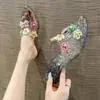 Sapatos de Salto Alto de Cristal Coreanos, Sapatos de Salto Único de Boca Rasa, Sapatos de Gelatina Casuais Bico Fino, Sandálias Slip-On de Alta Qualidade