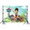Fundo de Festa de Aniversário Infantil Temático Patrulha Canina Transfronteiriço Tecido de Decoração de Cena de Desenho Animado Patrulha Canina