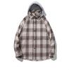 Camisa Casual Masculina Japonesa de Xadrez Manga Longa Solta Fashionável Jaqueta Cardigan com Capuz e Lapela Camisa de Comércio Exterior