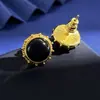 Pendientes Retro Redondos de Alta Gama con Piedras Artificiales Cepilladas, Estilo Antiguo No Descolorables Chapados en Oro Real Pendientes de Nicho Pendientes