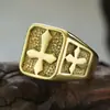 Fábrica de joyería transfronteriza directa estilo retro de moda anillo de acero inoxidable cruzado piedra de personalidad textura decoración de dedo