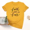 Camiseta Comércio Exterior fé sobre medo masculina e feminina letras Europeu e Americano Street mangas curtas