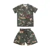 Conjunto Infantil Camuflado de Manga Curta Verão Camiseta Gola Redonda Roupas de Treinamento Militar para Alunos do Ensino Fundamental e Médio Camiseta de Treinamento Físico Tela de Caçador