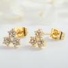 Pendientes de circonita con diseño de nicho simple, pequeños y elegantes, chapados en oro y cobre, de aguja de plata 925, para niña.