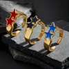 Anillo Personalizado de Estrella de Cinco Puntas con Goteo de Aceite de Colores para Mujer Moda Transfronteriza Diseño de Nicho Anillo Abierto de Estrella de Gama Alta