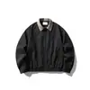 ButterTiger Jaqueta de trabalho Harrington com gola alta estilo old money americano moderno, masculina, corte solto, outerwear JK81