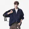 Camisa para Hombre 2026 Otoño Nuevo Estilo Camisa de Mezclilla Manga Larga Estilo Hong Kong Suelta Camisa de Manga Larga Anti-Denim