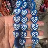 Novo Estilo Padrão Étnico do Cazaquistão Contas de Vidro Pintadas à Mão Frente e Verso Forma de Coração Acessórios para Joias DIY Atacado