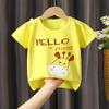 Roupa Infantil Verão 2025 Camiseta Infantil de Algodão Puro Meninos Blusas Soltas Meninas Gola Redonda Manga Curta Bebê Desenho Animado Manga Curta