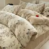 Nuevo modelo 2026 juego de cuatro piezas de algodón y lino, ropa de cama vintage de algodón y lino, funda de edredón de alta gama, sábana universal para todas las estaciones