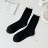 Calcetines de verano para mujer con borde festoneado, calados, de media pantorrilla, versátiles, holgados, de malla, calcetines altos, al por mayor, calcetines con puño de burbuja