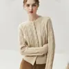 Bai Cai Rong Nova Coleção Outono/Inverno 2026: Cardigã Elegante e Casual de Tricô com Ponto Trançado e Gola Redonda, Mesmo Estilo dos Disponíveis em Lojas de Departamento