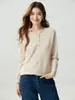 Suéter feminino de cashmere puro, gola Henley, meio abotoado, camada interna quente, corte solto, emagrecimento, elegante, base de malha