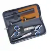 Kit de Tesouras de Fornecimento de Fábrica Tesouras de Barbeiro Bolsa de Couro Ferramentas de Metal Conjunto de Armazenamento de Tesouras de Cabeleireiro em Couro Preto