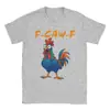 Camiseta de Algodão Transfronteiriça para Homens F-Caw-F Frango Galo Maluco Engraçado Meme Tendência Camiseta de Algodão Camiseta de Manga Curta