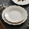Plato Plano Bajo con Forma de Flor de Cerámica Dehua Creativo Estilo Japonés Irregular Vajilla Plato Plato Hogar Alto Grado Sentido