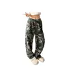 Calça de Moletom Camuflada Estilo Retrô Americano para Homens, Calças Slimming de Cintura Alta Reta para Outono, Calças Longas Largas Soltas de Alta Qualidade, Transfronteiriça