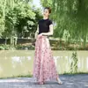 26 Nova Saia Estampada Estilo Boho Resort Europeu e Americano Primavera/Verão com Barra Larga para Mulheres