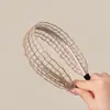 Estilo Férias de Verão na Beira-Mar Headband de Palha com Recortes em Rede de Aba Larga para Mulheres 2025 Nova Headband para Uso Diário