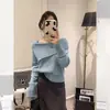 Estilo Nuevo Otoño e Invierno Dulce y Suave Suéter de Canalé de Una Sola Línea para Mujer, Color Sólido, Adelgazante, Suave y Acogedor Jersey de Punto de Lana