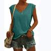 En Stock Amazon Verano Europeo y Americano Color Sólido Manga Corta Cuello en V Casual Holgado Camiseta sin Mangas Camiseta de Manga Corta para Mujer