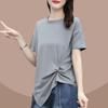 Ropa de Tallas Grandes para Mujer Verano 2023 Camiseta Irregular de Manga Corta Conjunto de Dos Piezas de Pantalones Cortos Casuales de Mezclilla para Mujer