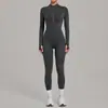 Macaquinho de Fleece com Zíper e Manga Longa QiuSha para Outono e Inverno, Body Esportivo de Fitness de Alta Intensidade 1590