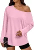 Nuevo top de punto para mujer con cuello asimétrico y manga larga, moda casual transfronteriza europea y americana, disponible en blanco, burdeos y verde militar