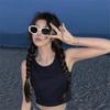 Gafas de Sol Ovaladas Retro Modernas Europeas y Americanas Ins Rostro Cuadrado y Redondo Look Adelgazante Gafas de Sol de Alta Gama para Celebridades de Internet Gafas para Vacaciones en la Playa