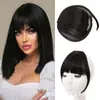 Franja de Peruca Feminina Natural Frontal Franja de Ar Invisível e Sem Marcas Mechas Laterais Incremental para Afinar o Rosto Franja de Ar