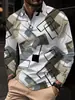 Camisa polo masculina casual com estampa, manga longa, importada, digital, cor bloco Amazon, moda masculina