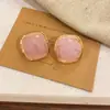 Pendientes de Botón Ovalados de Resina Transfronterizos Europeos y Americanos Pendientes Maillard de Otoño e Invierno Pendientes Simples de Moda Versátiles para Mujer Sensación de Alta Gama