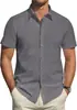 Camisas al por mayor de fabricante Verano Juvenil Casual de negocios Color liso Cárdigan simple Delgado de manga corta Ropa formal profesional